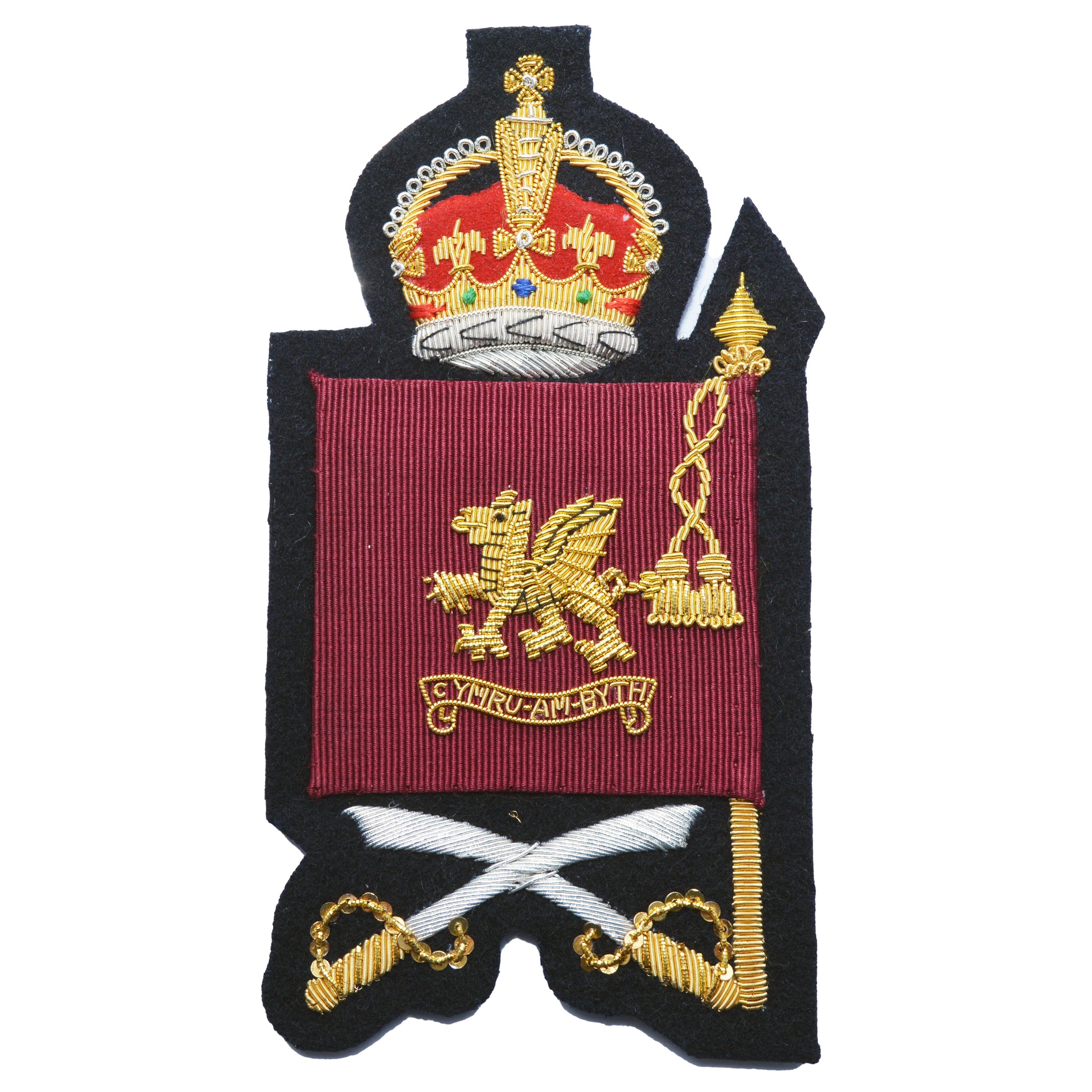 (King's Crown) Warrant Officer Class 2 (WO2) Large Colours Rank Badge Welsh Guards British Army