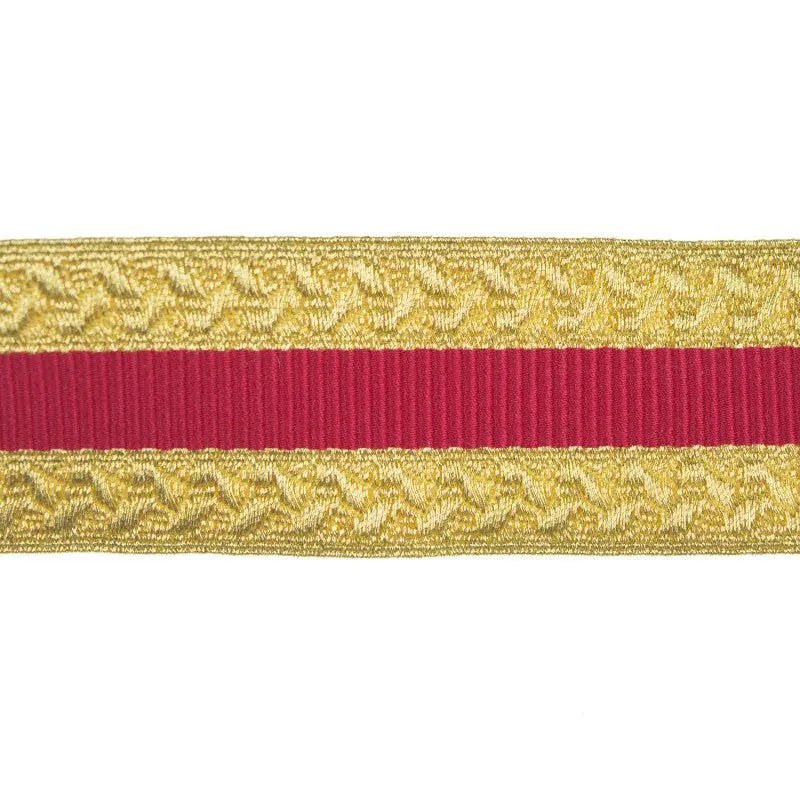 38mm Gold/Red Metallised Polyester Composite Lace wyedean
