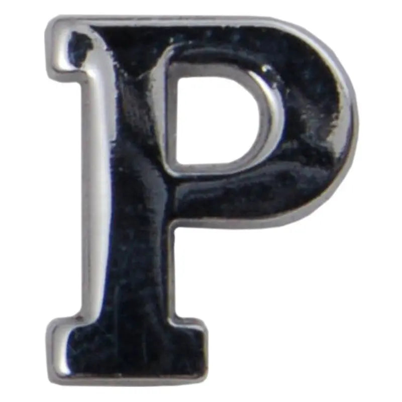 Silver Metallic Letter P With Clutch Pin wyedean