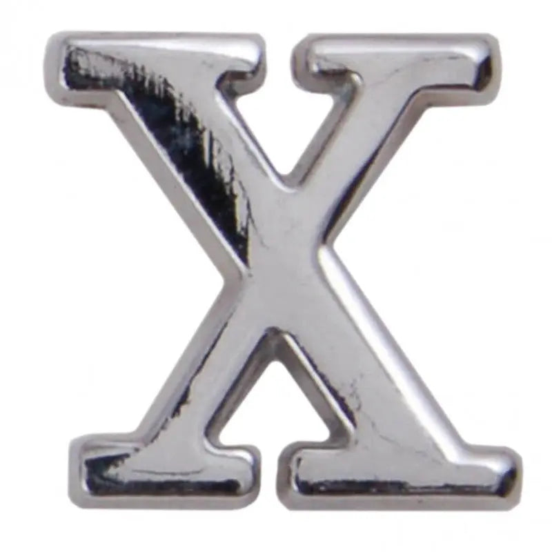 Silver Metallic Letter X With Clutch Pin wyedean