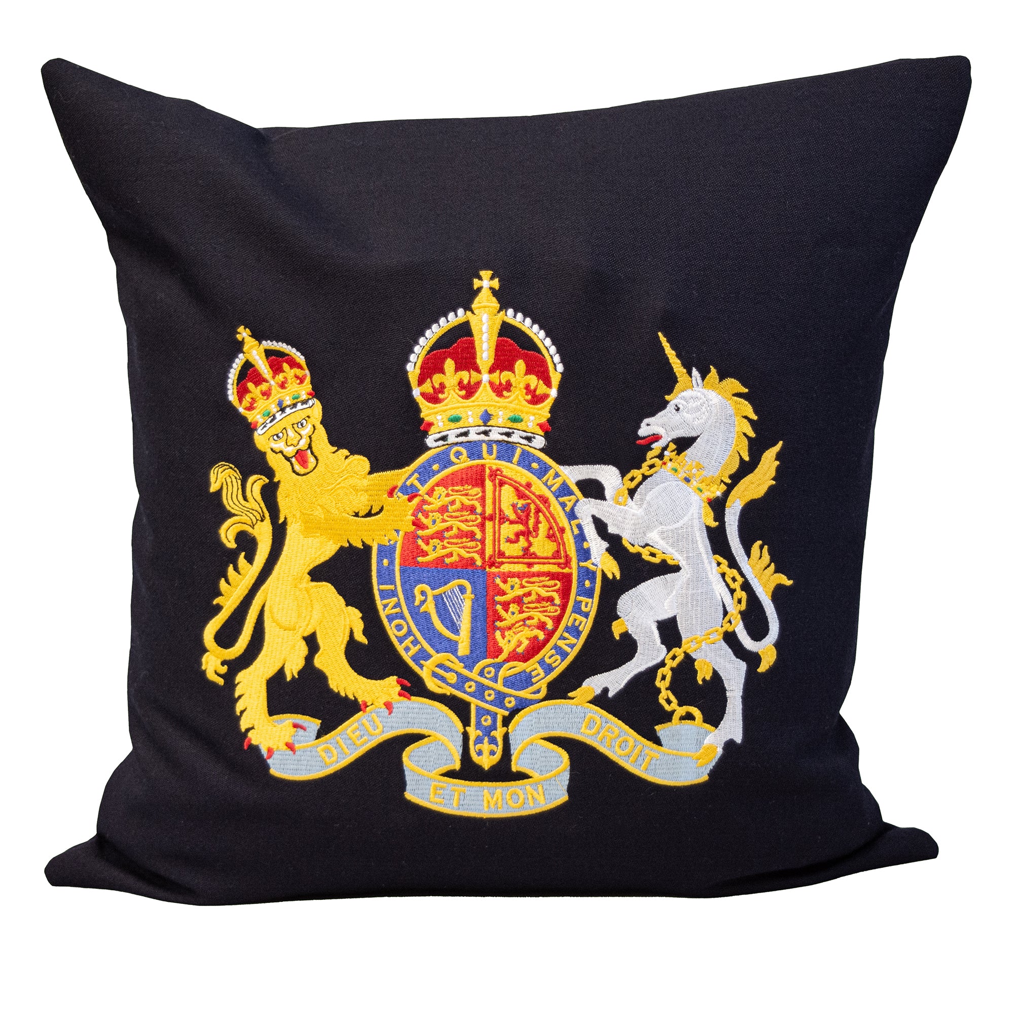 Lieutenancy and Royal Coat of Arms with Kings Crown - Machine Embroidered Cushion Cover