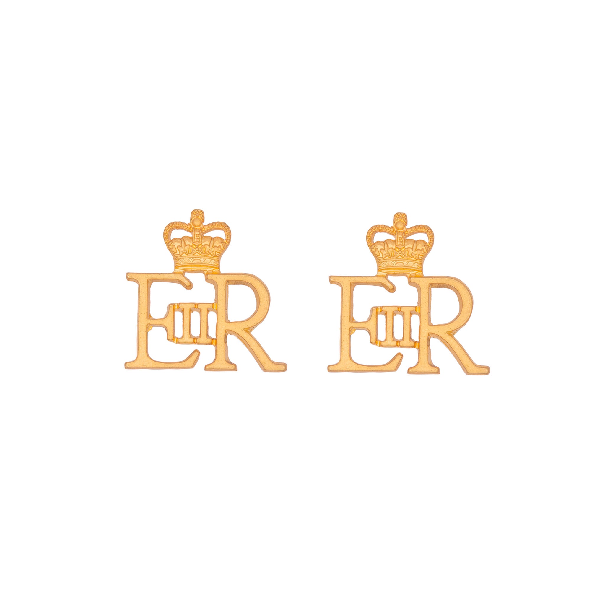 EIIR Large Gold Royal Cypher and Crown British Army Metal Badges