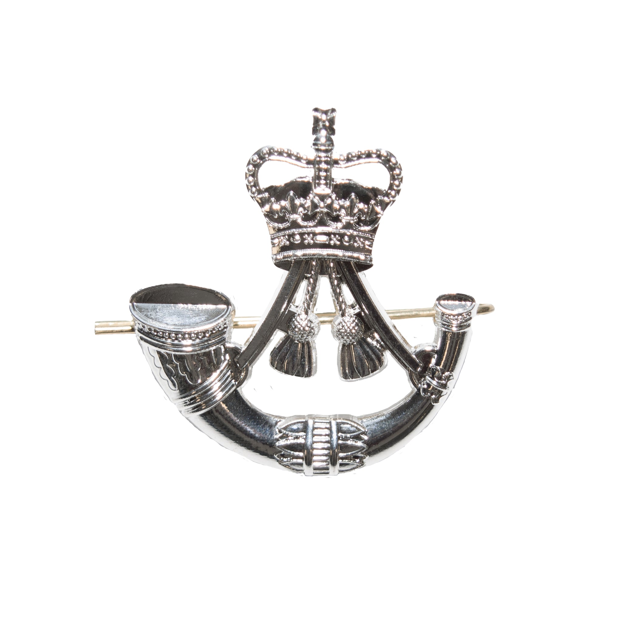 The Rifles Silver Bugle Horn Pouch Badge