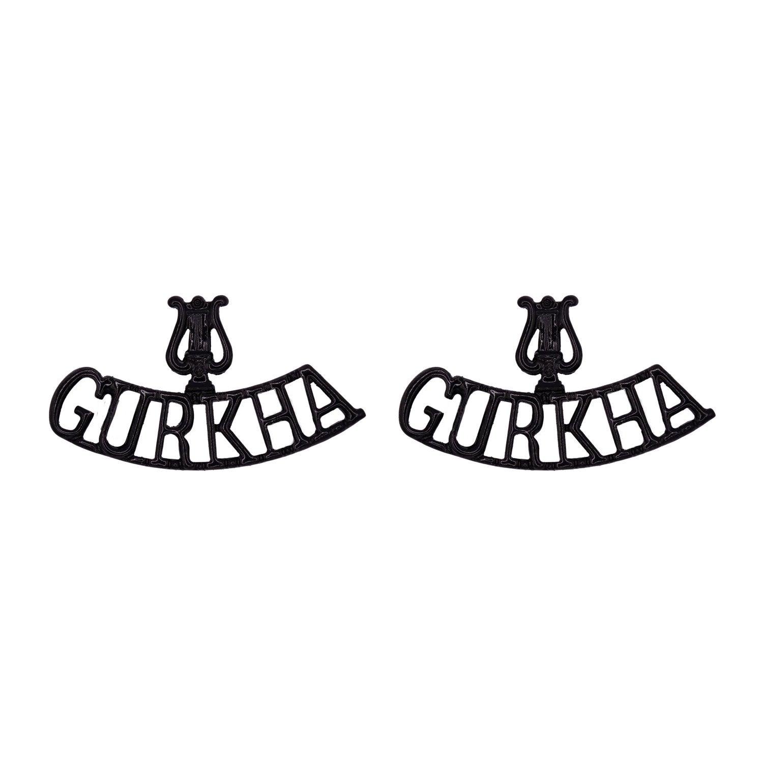 Band Of The Brigade Of Gurkha Black Metal Shoulder Title Badges