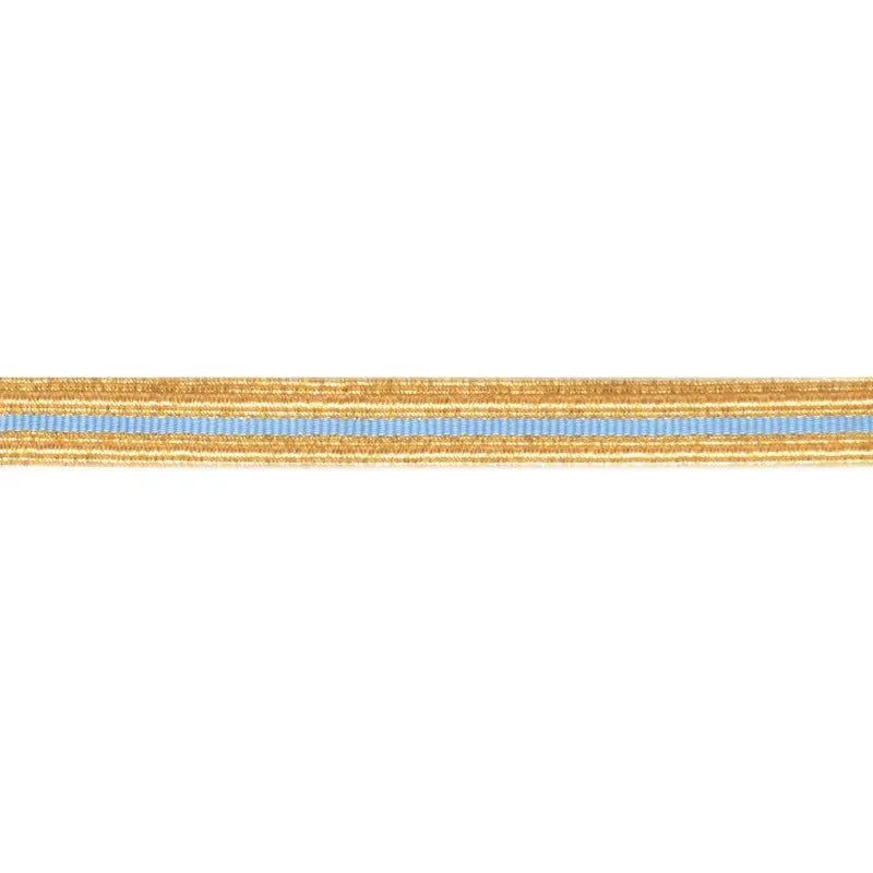 14mm Gold 213 Sky Blue Cotton Metalised Polyester Composite Lace wyedean