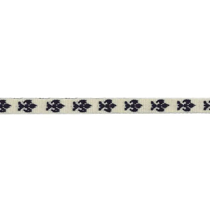 19mm White and Blue Worsted Fleur De Lis Lace wyedean