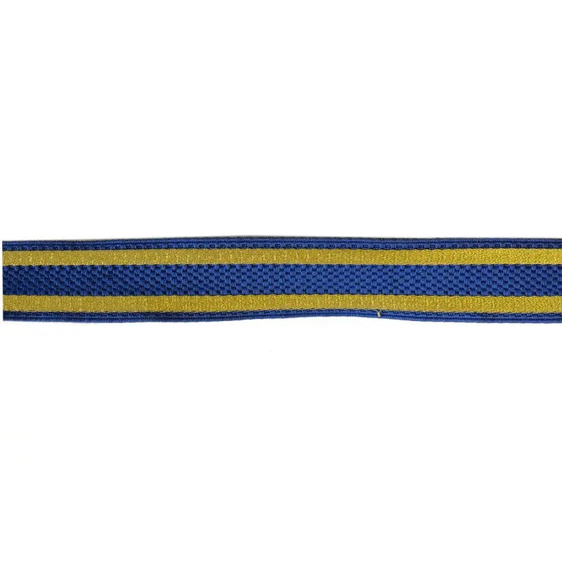 25mm Blue and Gold Striped Cotton Composite Lace wyedean
