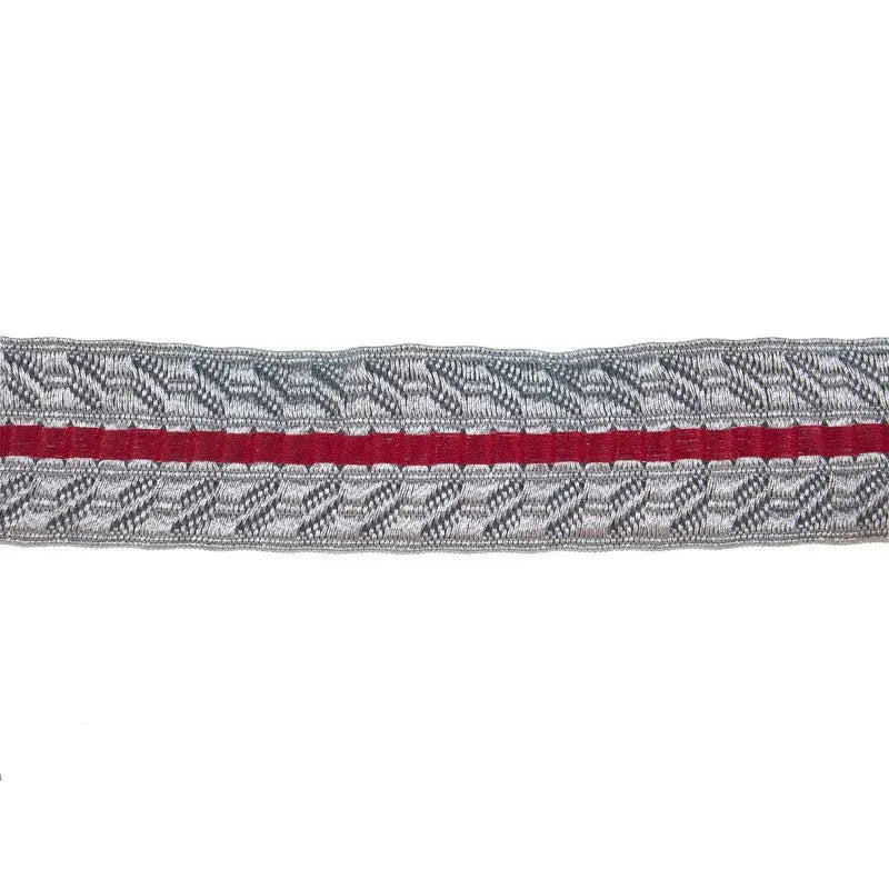 25mm Silver/Grey/Red Metallised Polyester B&S Composite Lace wyedean