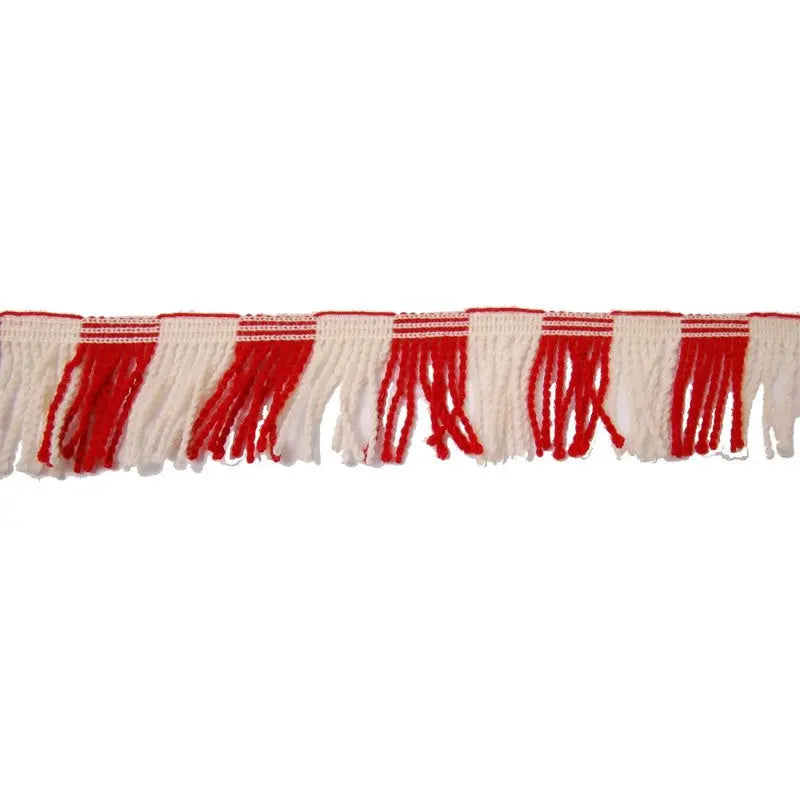 35mm Twisted Drummers Fringe Red and White Worsted wyedean