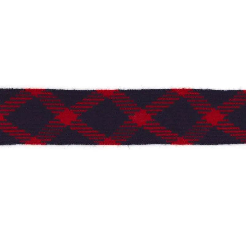 44mm Navy Blue and Scarlet Red Diamond Worsted Flat Braid wyedean