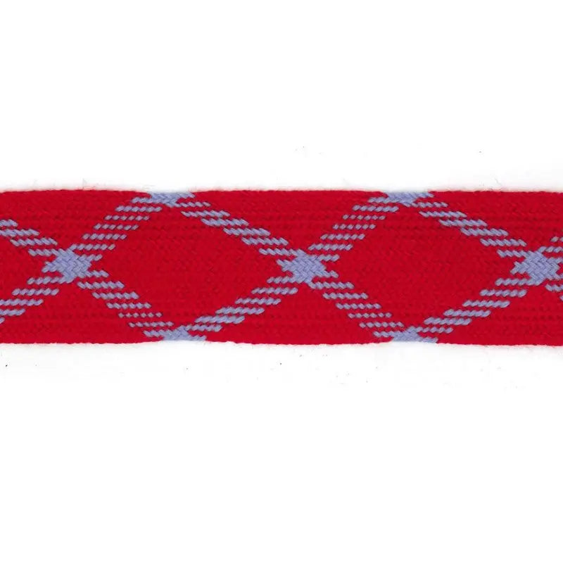 44mm Sky Blue and Scarlet Red Diamond Worsted Flat Braid wyedean