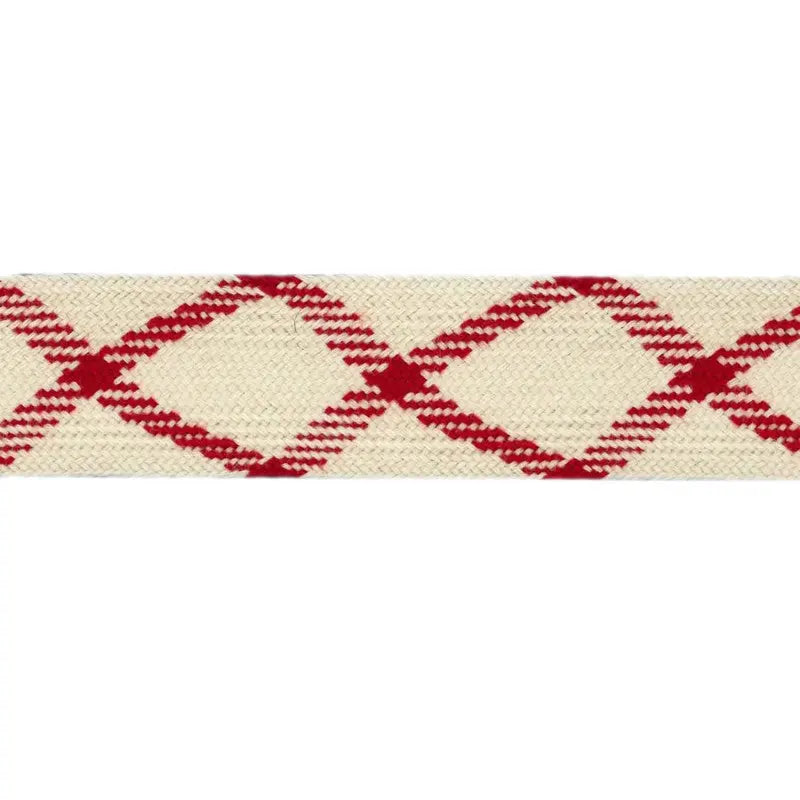 48mm Ecru White and Red Worsted Flat Braid wyedean