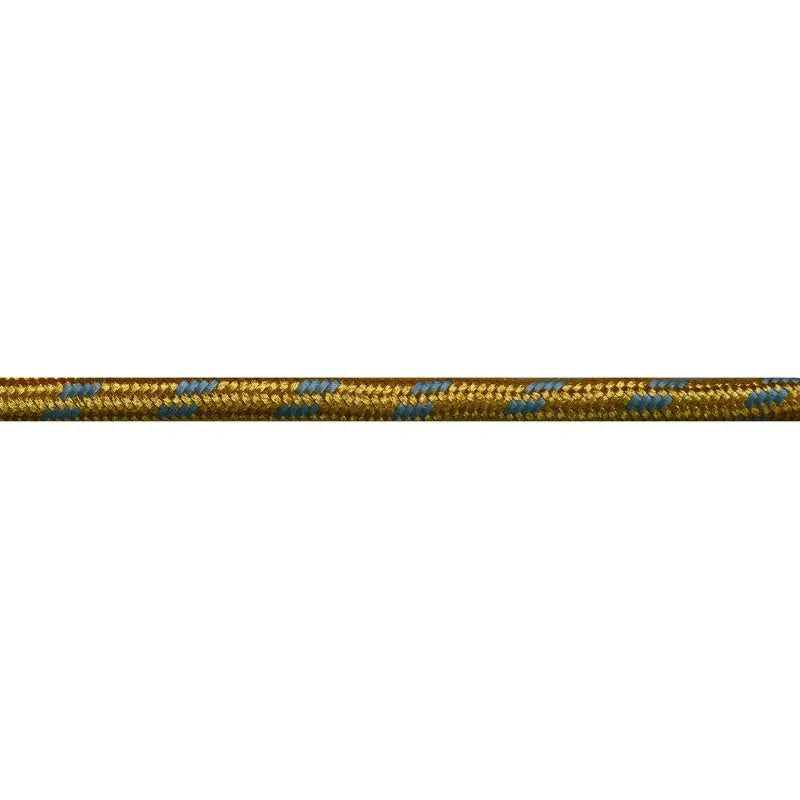6mm Gold Sky Blue Metallised Polyester Braided Cord wyedean