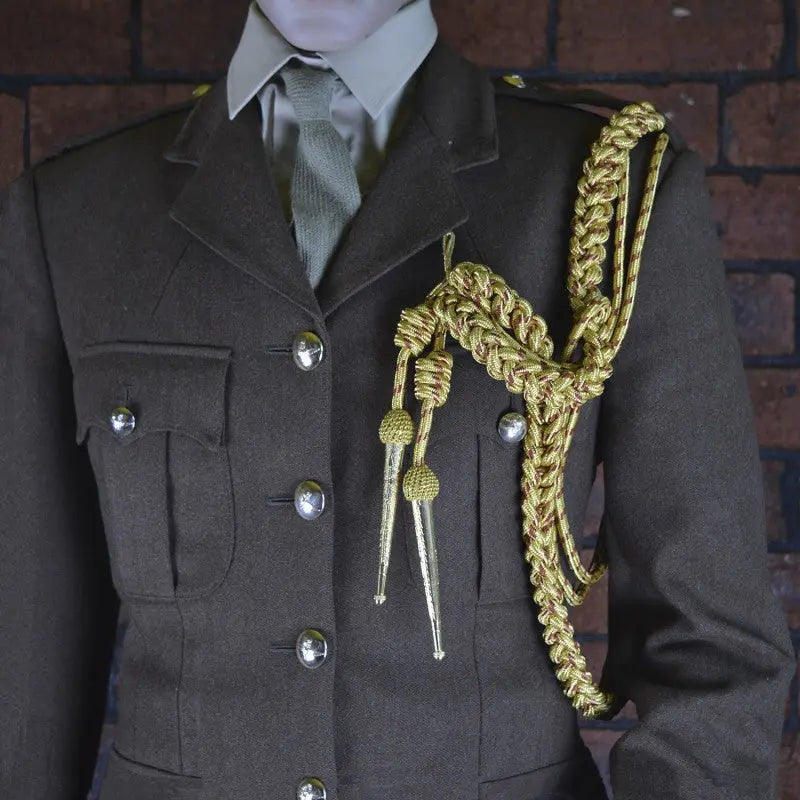 British Army No 3 Gold with Crimson Fleck Aiguillette Left Shoulder wyedean