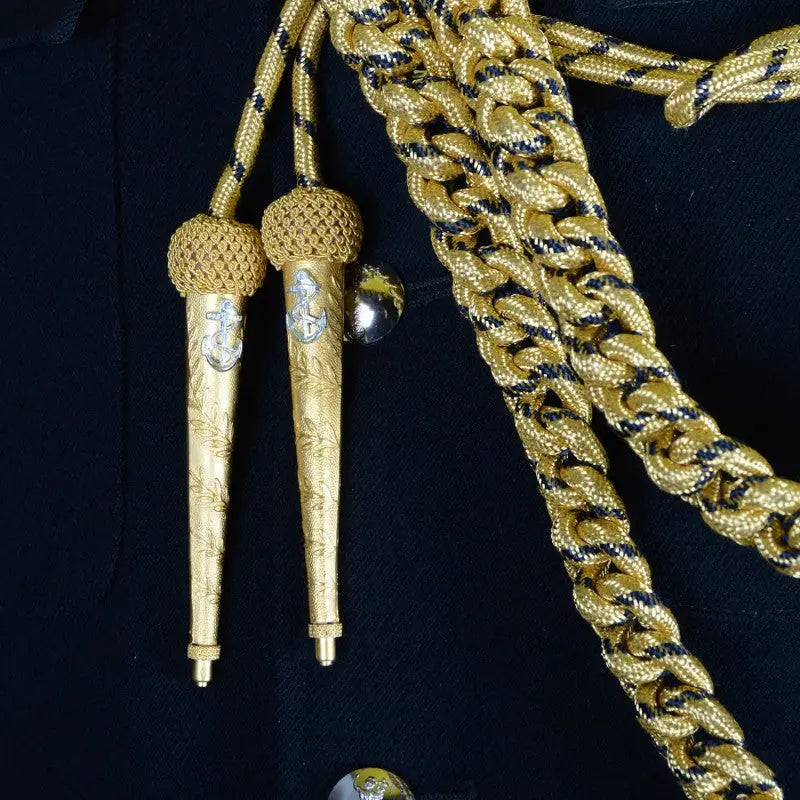 Naval Attaché Royal Navy Staff Type Gold and Navy Fleck Aiguillette Left Shoulder wyedean