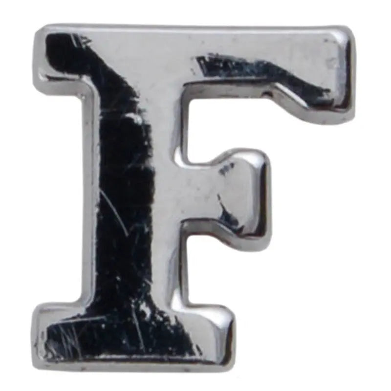 Silver Metallic Letter F With Clutch Pin wyedean
