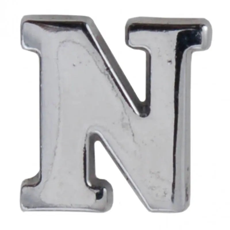 Silver Metallic Letter N With Clutch Pin wyedean