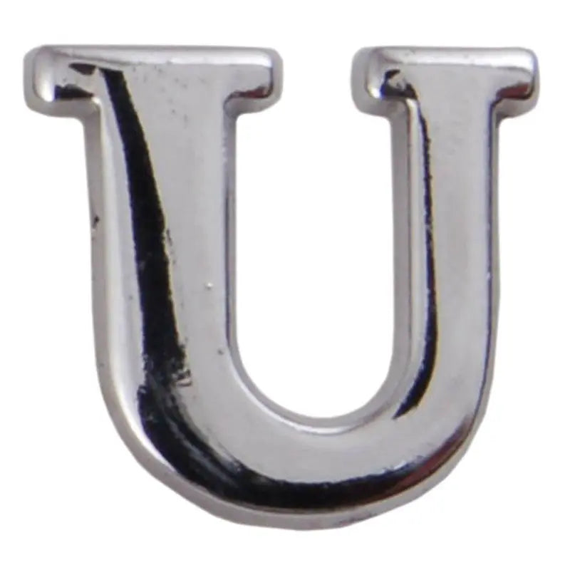 Silver Metallic Letter U With Clutch Pin wyedean