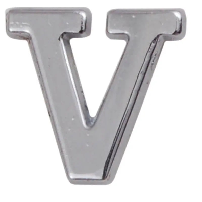 Silver Metallic Letter V With Clutch Pin wyedean